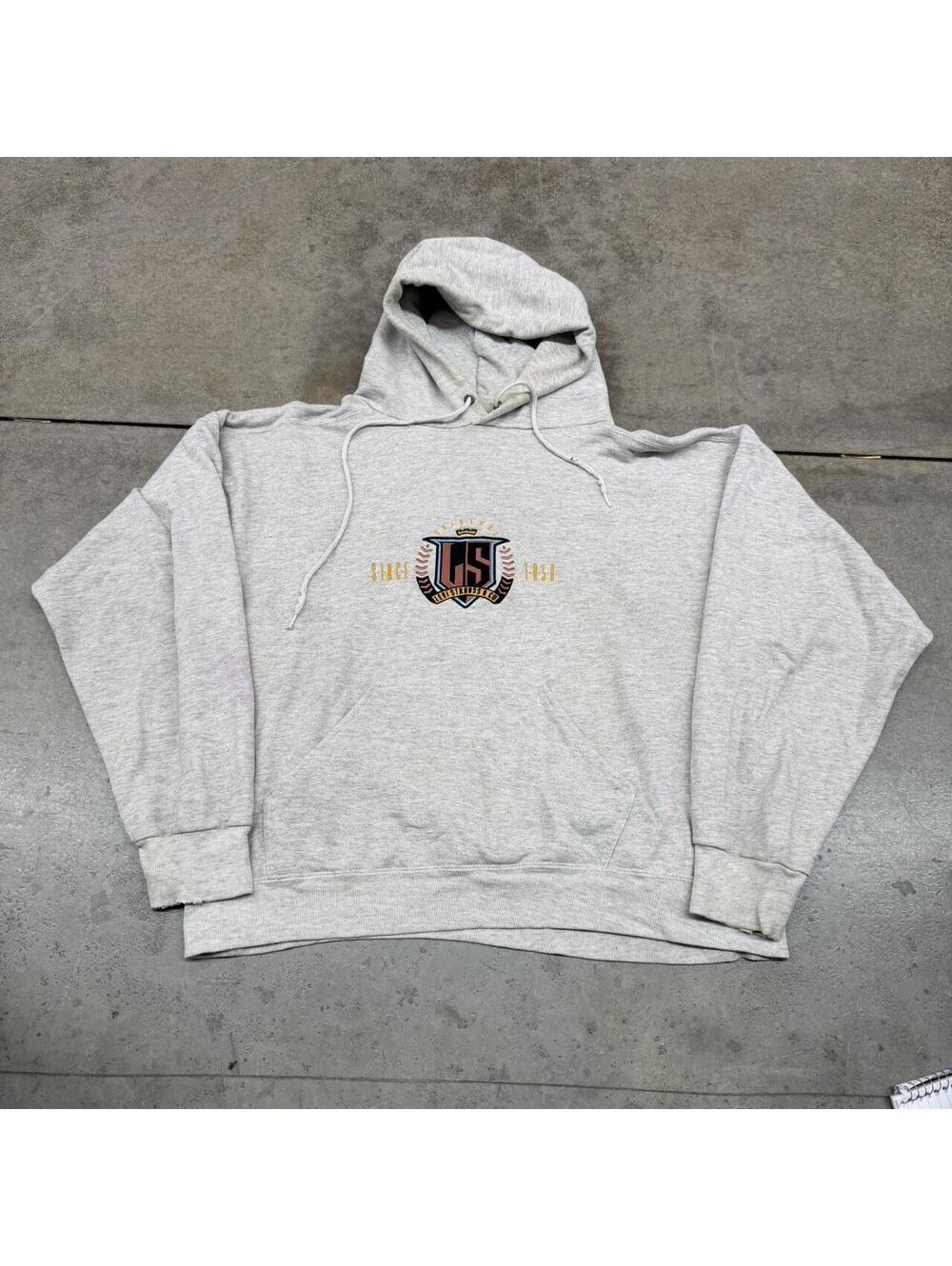 vintage levis made in usa grey big logo hoodie size large HAS STAINS
